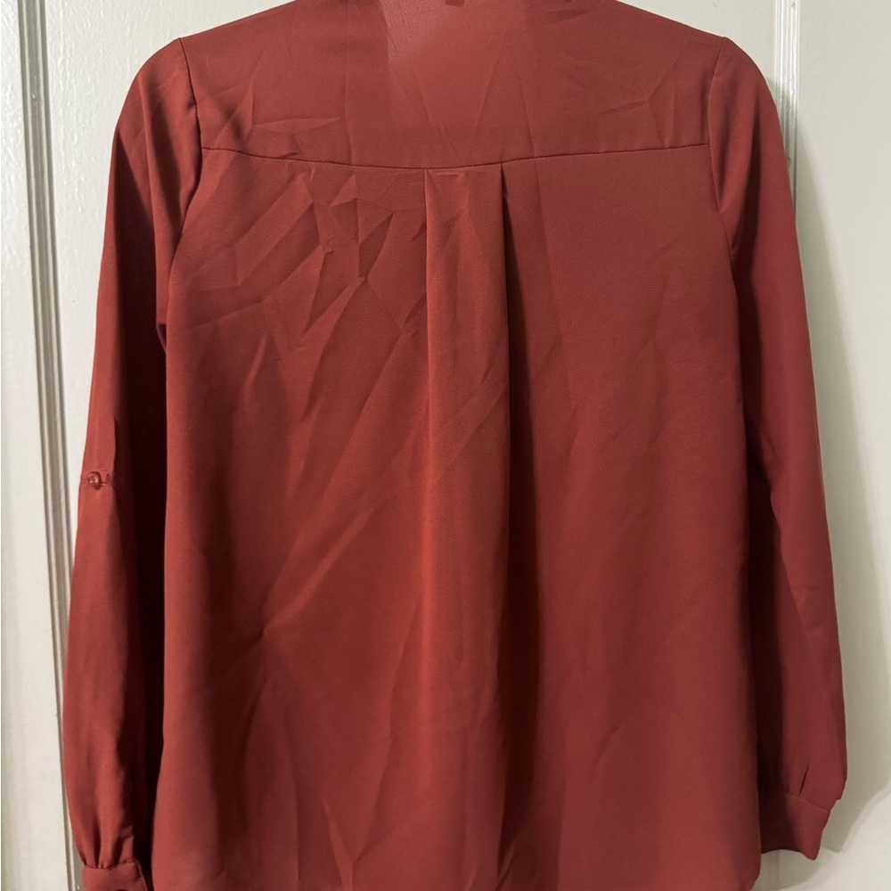 Rust Red Button-Up Blouse - Picture 4 of 4